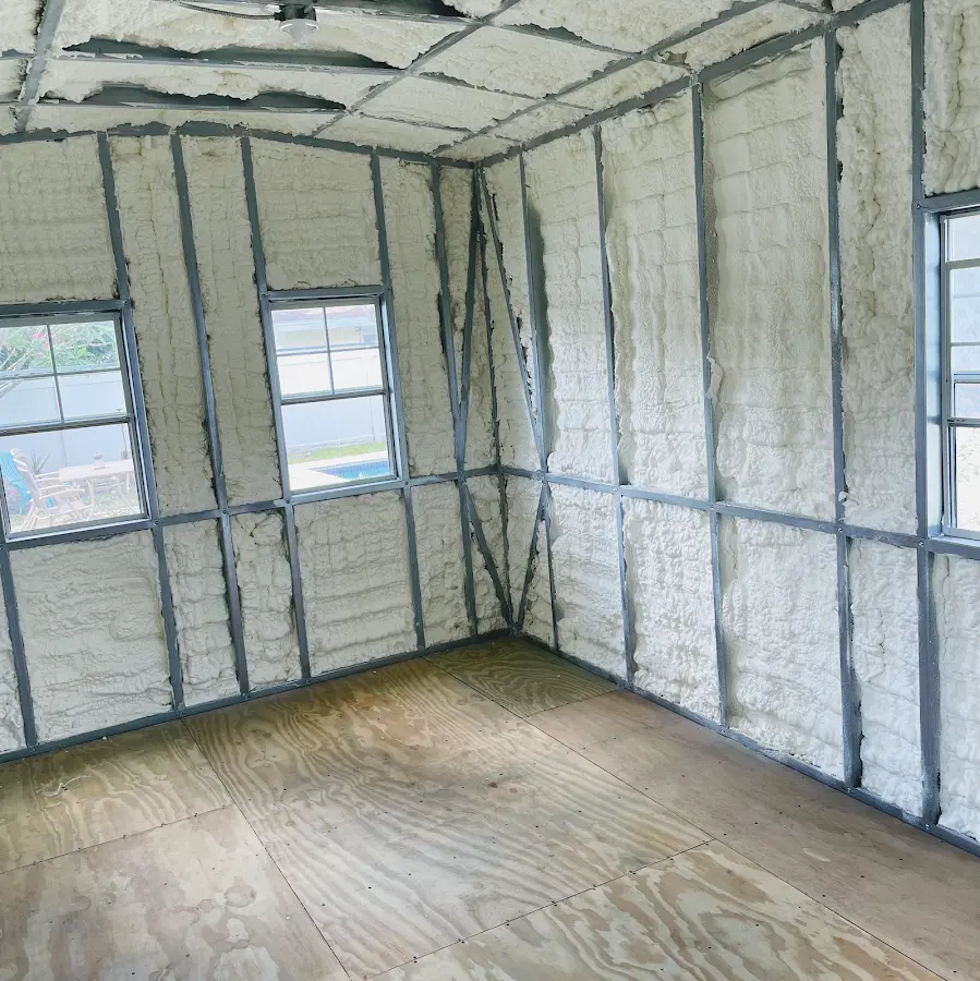 Closed-cell spray foam insulation applied to wall cavities in a residential project in Shippensburg